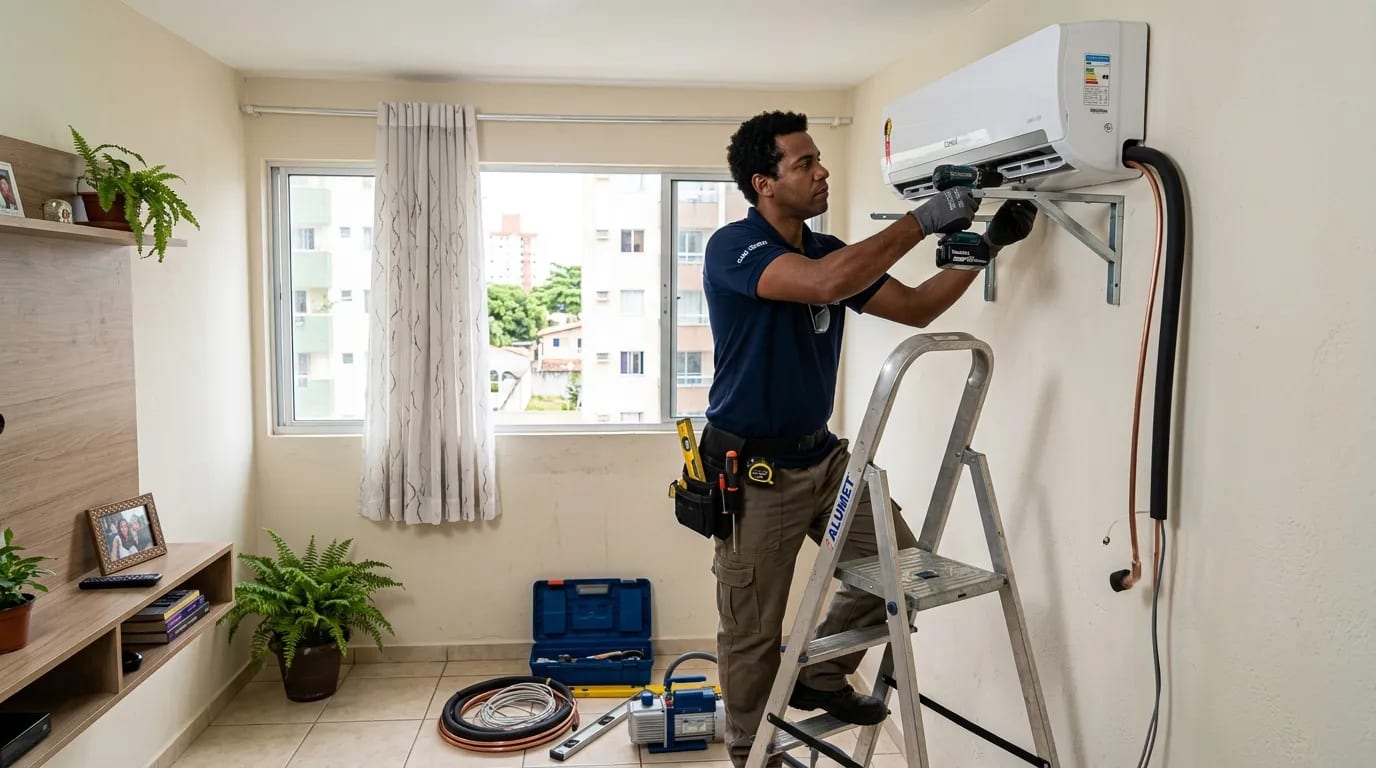 Instalação de ar-condicionado split em Santos‑SP