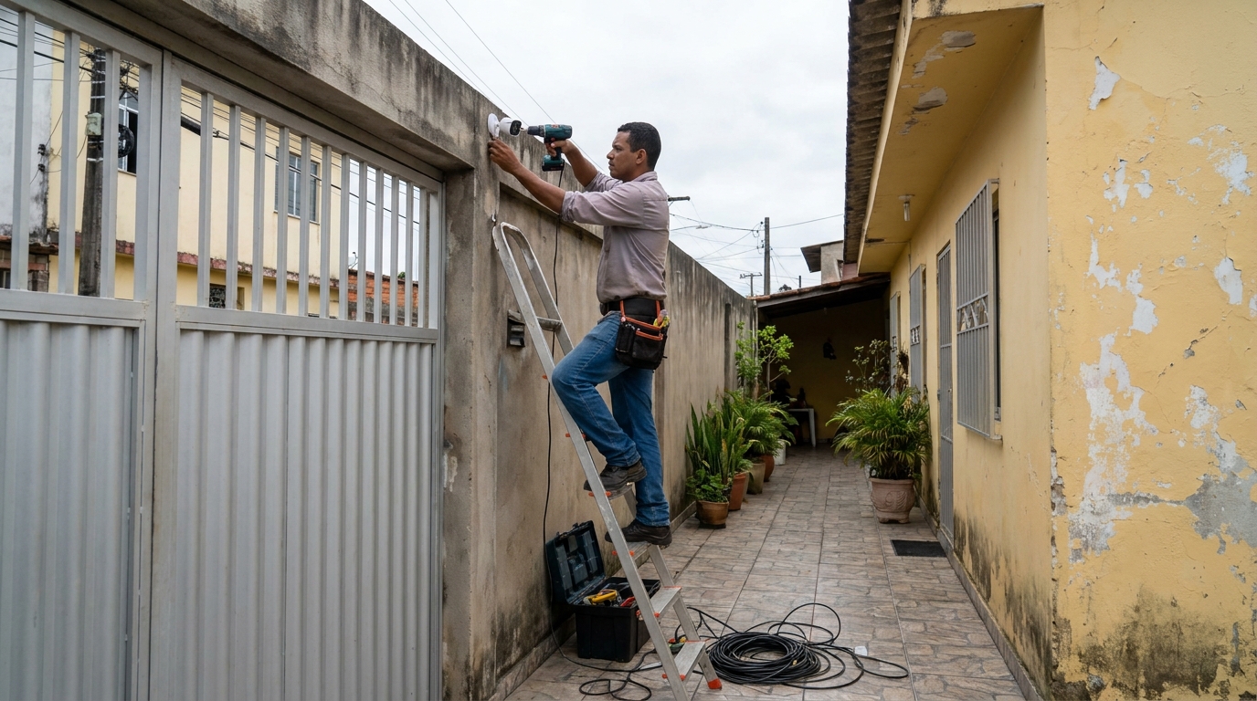 Passagem de cabeamento em Santos‑SP